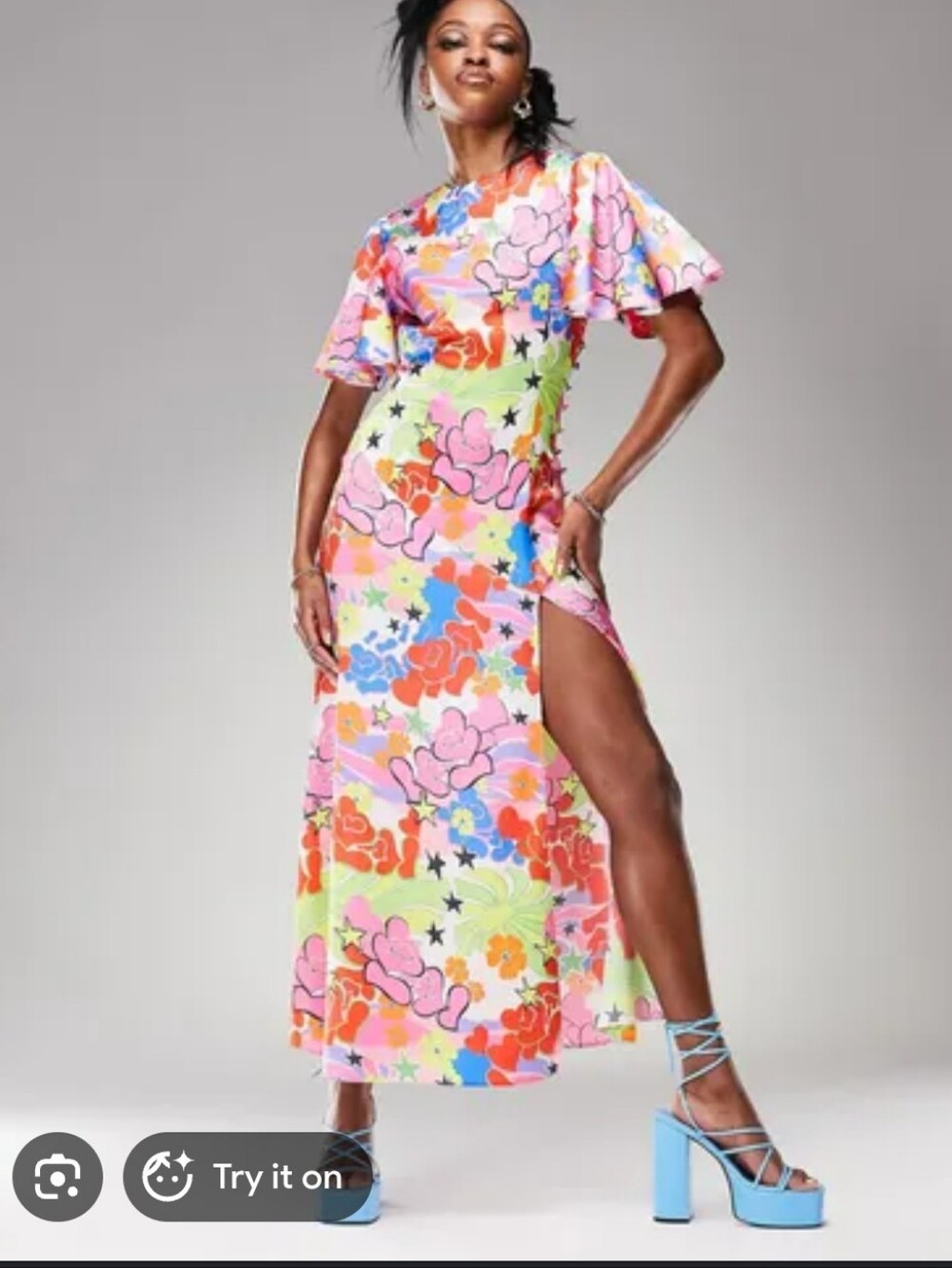 Asos Women's Plus Size Colorful Boho Art To Wear Cutout Maxi Dress. Sz 20
